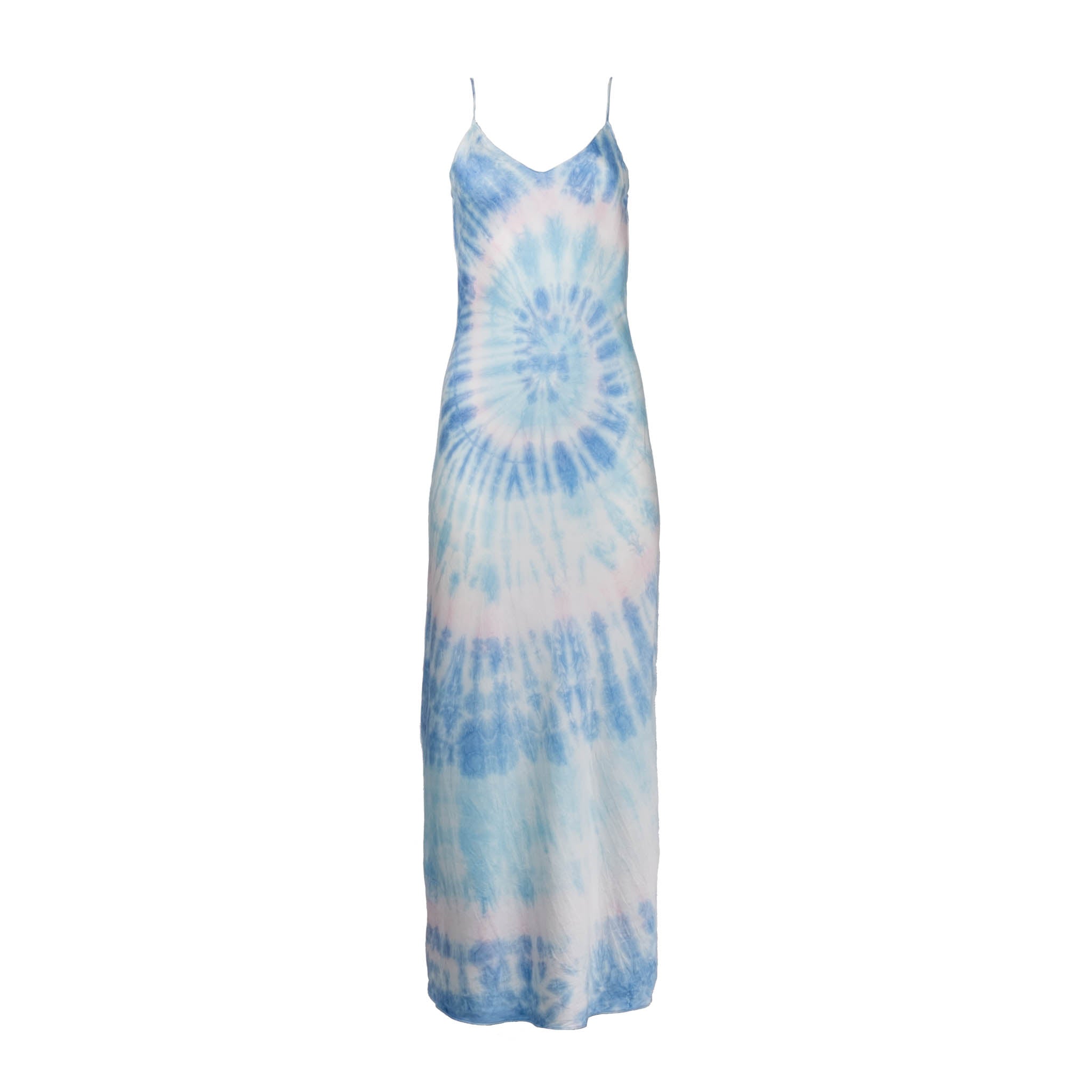 Blue Multi Tie Dye Long Slip Dress ...